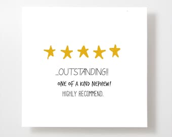 Nephew funny greeting - 5 star review - Thank you or birthday card-optional personalized