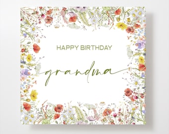 Wildflower Happy Birthday Grandma Card: Custom Message