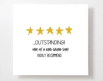 Grandson funny greeting - 5 star review - Thank you card-optional personalized