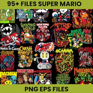 Super Mario PNG-EPS-Bundle | Digitaler Download | T-Shirt Print Motiv | Gaming Art | Retro Videospiel Grafik