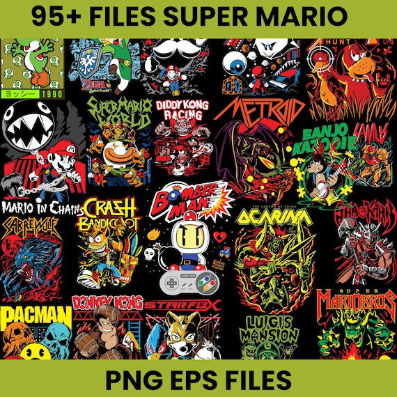 Super Mario PNG EPS Bundle | Digital Download | T-Shirt Print Design | Gaming Art | Retro Video Game Graphics