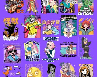 552 Files Anime Streetwear Bundle - PNG, JPG, AI | Urban Fashion Graphics | T-Shirt & Apparel Designs | Perfect for Anime , Streetwear
