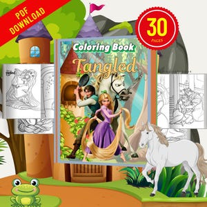 Tangled Coloring Pages | 30 Printable Sheets | Rapunzel Coloring Book for Kids | Digital Download PDF | Disney Inspired Art