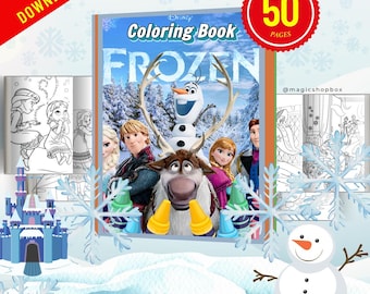 Frozen I y II: Juego de colorear imprimible / 50 páginas con temática Disney / Descarga instantánea en PDF / Libro de actividades para colorear para niños