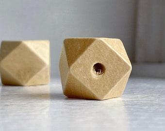 Faceted Wooden Wood Beveled Cube Square Beads 21mm (6)
