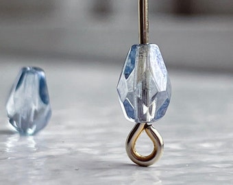 Czech Glass Blue Fire Polished Faceted Glass Drop Beads FP 7mm Teardrop (30)