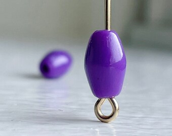 Vintage Acrylic Purple Oval Pearl Beads 9mm (50)