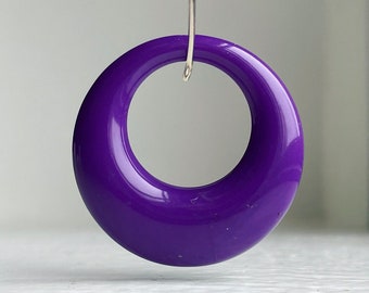 Vintage Lucite Lila Retro Hoop Anhänger Beads 34mm (4) Ungebohrt