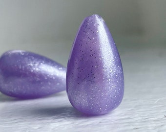 Contas de Lucite Iridescentes Lilás Roxo Vintage Brilho Gotas de Lágrimas Gordas 26 mm (6)