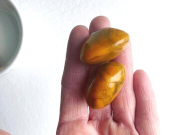 Perline ovali in lucite marmorizzata nera arancione vintage da 33 mm (4)