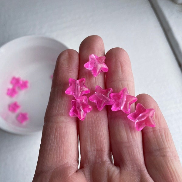 Vintage Hot Pink Acrylic Star Beads 12mm (20)