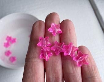 Vintage Hot Pink Acrylic Star Beads 12mm (20)
