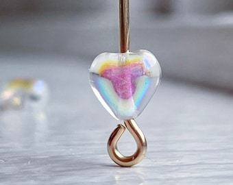 Tiny Czech Glass Crystal Vitrail Heart AB Rainbow Beads 6mm (20)