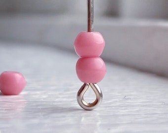 Vintage Czech Glass Rose Pink Round Beads 4mm (50)