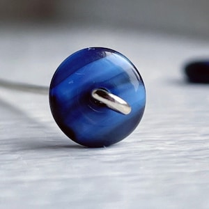 Vintage Blue Black Striped Czech Glass Spacer Beads 8x3mm (20)