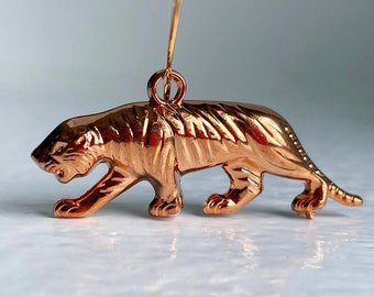 Vintage Copper Lucite Tiger Pendants Charms Beads 43mm (8)