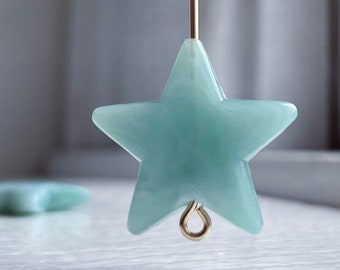 Marbled Pale Seafoam White Acrylic Star Beads 21mm (12)