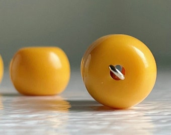 16 Mustard Ochre Yellow Barrel Acrylic Spacer Beads 13mm