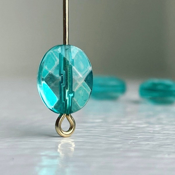 Teal Acrylic Faceted Oval Beads 10mm (30)