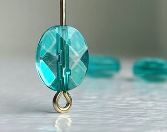 Teal Acrylic Faceted Oval Beads 10mm (30)