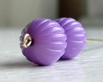16 Purple Fluted Round Acrylic Beads 12mm