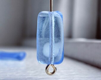 18x7mm Czech Glass Capri Blue Picasso Notched Spindle Marquise Beads – Fire Polished