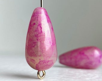 Pink Gold Acrylic Washed Teardrop Drop Beads 22mm (12)