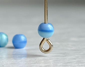 Vintage Czech Blue Seafoam Green Glass Round Beads 4mm (30)