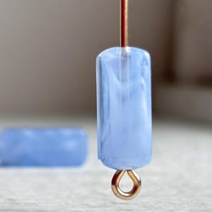 Cornflower blau weiß marmorierte Acryl Rechteck Perlen 14 x 6 mm (20)