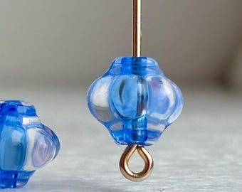 Blue Acrylic Bicone Lantern Shaped Beads 10mm (25)