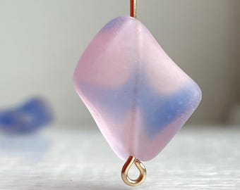 Contas de vidro bicone vintage tchecas azuis rosa foscas 20 mm (4)