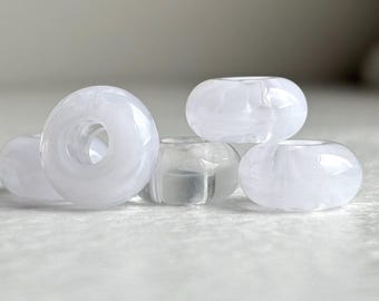 Marbled Crystal White Acrylic Spacer Rondelle Beads 13mm (12)