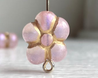 Milky Pink Gold Carved Acrylic Flower Beads 16mm (10)