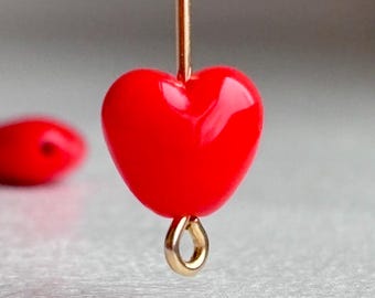 Petite Red Acrylic Heart Beads 10mm (20)