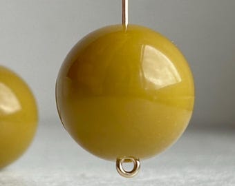 Round Golden Olive Mustard Acrylic Beads 20mm (8)