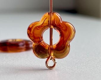 Tortoiseshell Tortoise Acrylic Flower Frame Beads 14mm (20)