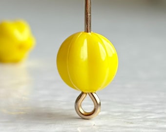 Fluted Round Yellow Acrylic Beads 8mm (20)
