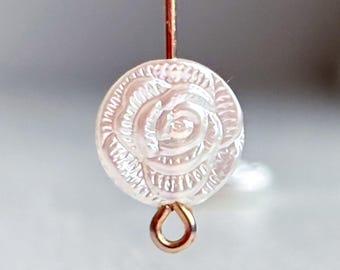 Pearl Acrylic Rose Floral Flower Coin Beads Carved 11mm (20)