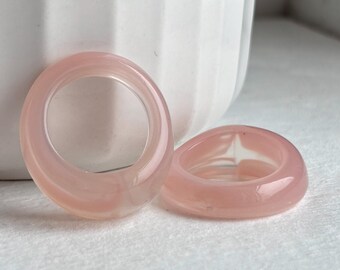 Milky Coral Pink Acrylic Drop Pendant Hoops Undrilled 29mm (4)