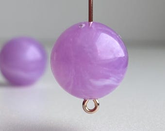 Marbled Acrylic Round Amethyst Purple White Beads 16mm (10)