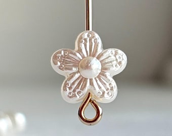 Petite Carved Pearl Acrylic Flower Beads 12mm (30)