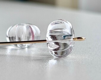 Fluted Clear Crystal Acrylic Rondelle Squashed Melon Beads 12mm (14)