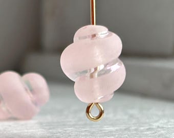 Matte Acrylic Pale Pink Twisted Oval Beads Frosted AB Finish 14mm (12)