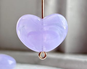Marbled Purple Crystal Acrylic Heart Beads 21mm (10)