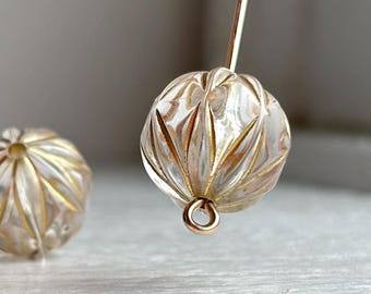 Contas redondas de acrílico esculpidas em ouro cristal, 14 mm (12)