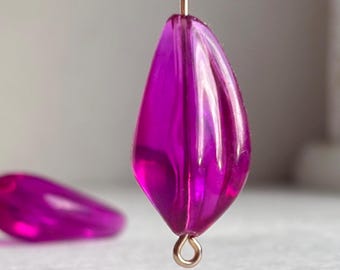 Contas de acrílico vintage roxas framboesa em formato de gota, 25 mm (8)