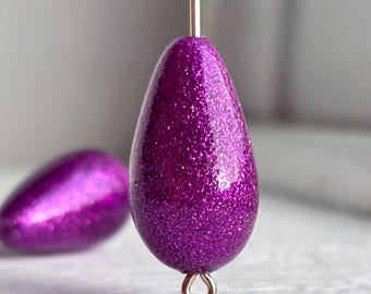 Contas vintage roxas de acrílico com glitter em formato de gota, 23 mm (8)