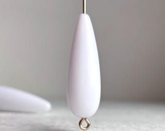 Vintage White Lucite Drop Beads Teardrops 30mm (6)