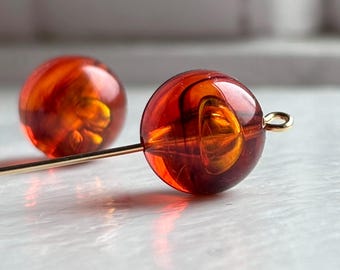 Vintage Lucite Rot Schildpatt Perlen 14 mm (12)