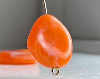 Orange Marmorerade Ovala Akrylpärlor 23 mm (8)